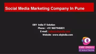 Social Media Marketing Company In Pune OBY India IT Solution |