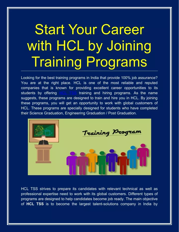 start your career with hcl by joining training