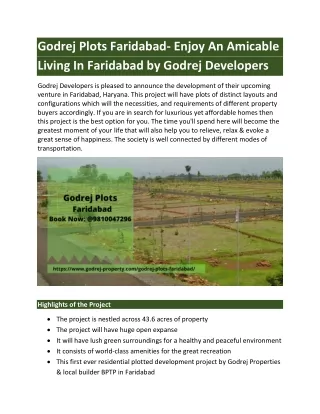 Godrej Plots Faridabad- Enjoy An Amicable Living In Faridabad by Godrej Developers