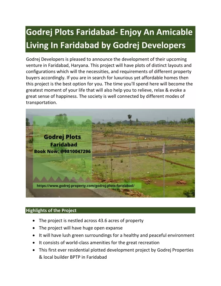 godrej plots faridabad enjoy an amicable living