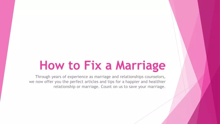 how to fix a marriage