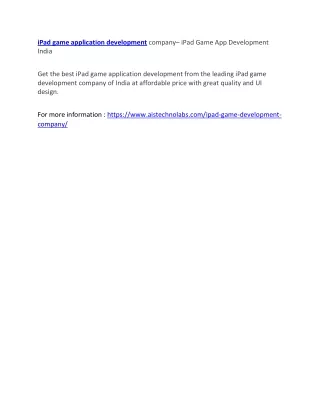 ipad game application development company ipad