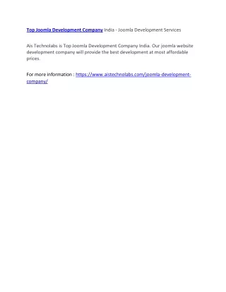 top joomla development company india joomla