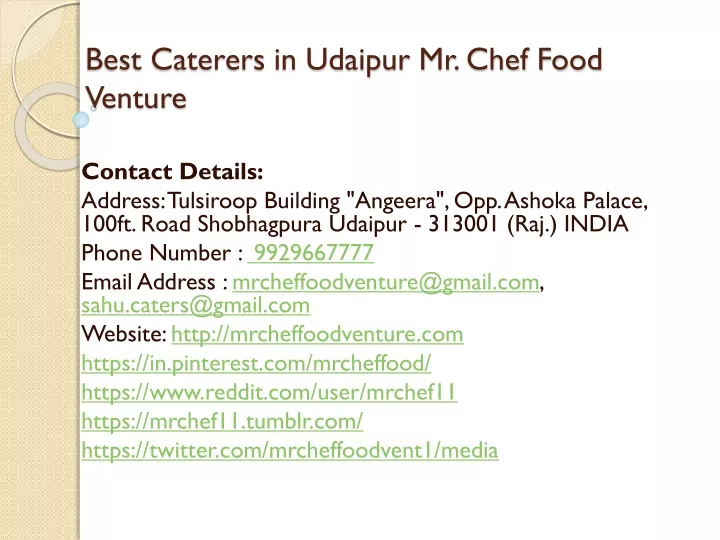 best caterers in udaipur mr chef food venture