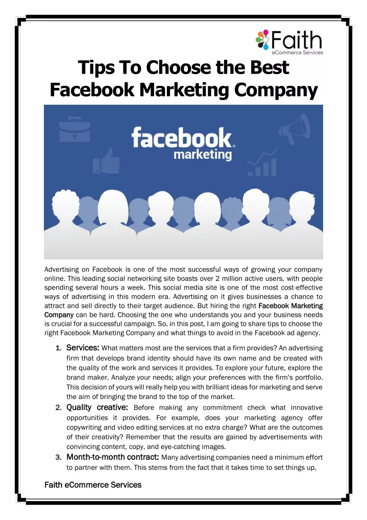 tips to choose the best facebook marketing company