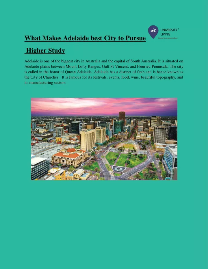 what makes adelaide best city to pursue