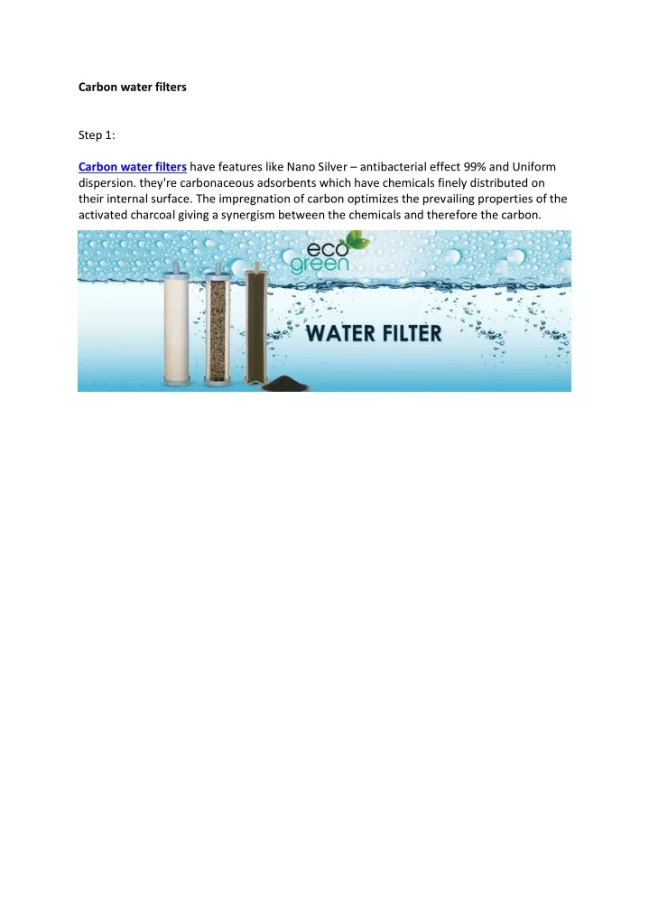 carbon water filters step 1 carbon water filters