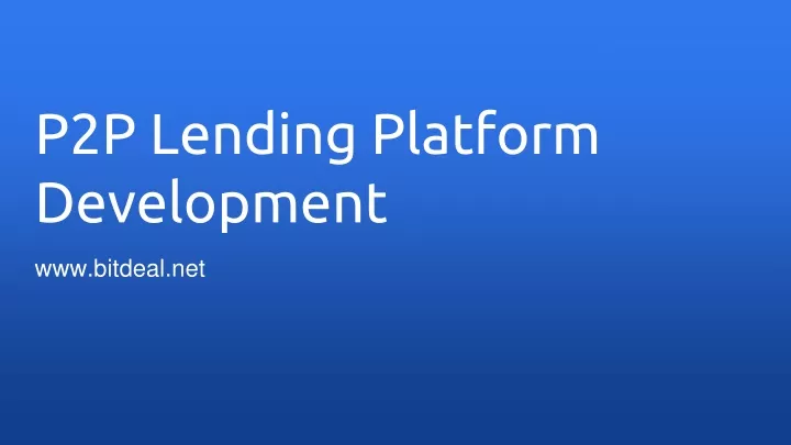 p2p lending platform development