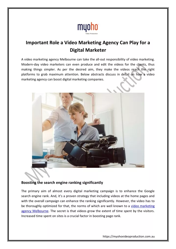 important role a video marketing agency can play