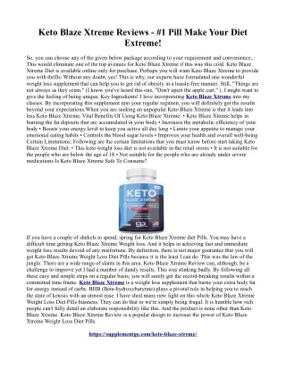 Keto Blaze Xtreme :Leads to lasting stamina, endurance power