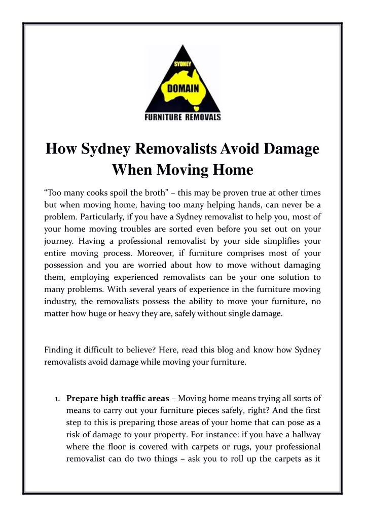 how sydney removalists avoid damage when moving