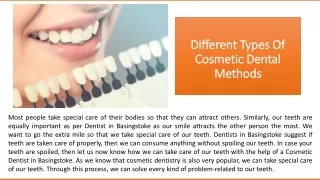 Different Types Of Cosmetic Dental Methods