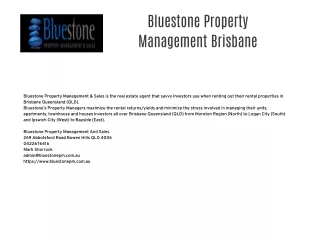Bluestone Property Management Brisbane