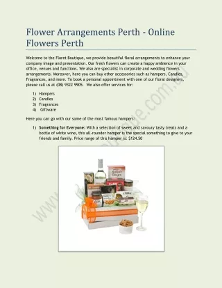Flower Arrangements Perth -Online Flowers Perth