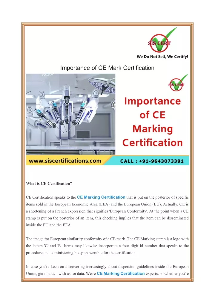 importance of ce mark certification