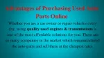 Advantages of Purchasing Used Auto Parts Online