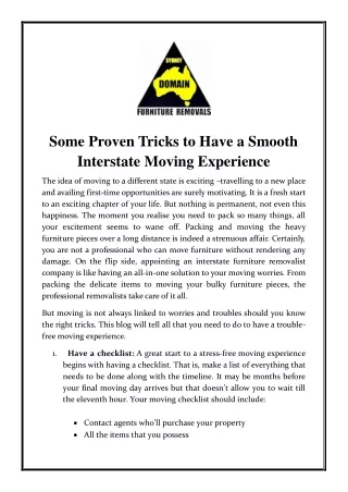 some proven tricks to have a smooth interstate