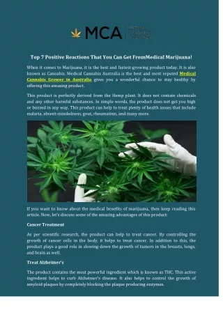 Top 7 Positive Reactions That You Can Get From Medical Marijuana!