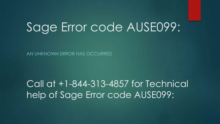 sage error code ause099