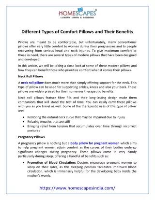 Different Types of Comfort Pillows and Their Benefits