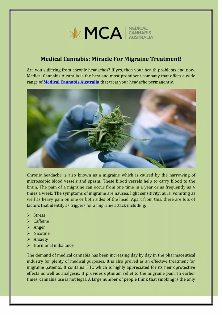 medical cannabis miracle for migraine treatment