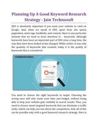 planning up a good keyword research strategy jain