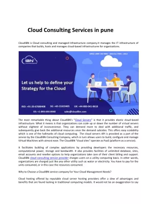 Cloud Consulting Services in pune
