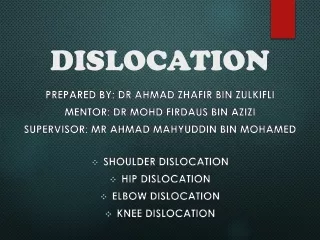 Joint Dislocation - Management