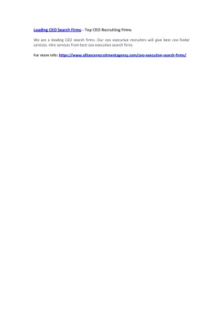 leading ceo search firms top ceo recruiting firms