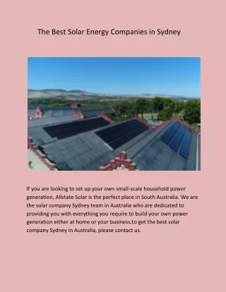 The Best Solar Energy Companies in Sydney