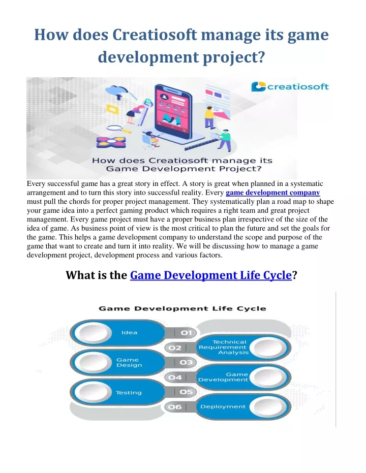 how does creatiosoft manage its game development