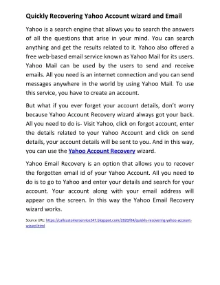 quickly recovering yahoo account wizard and email
