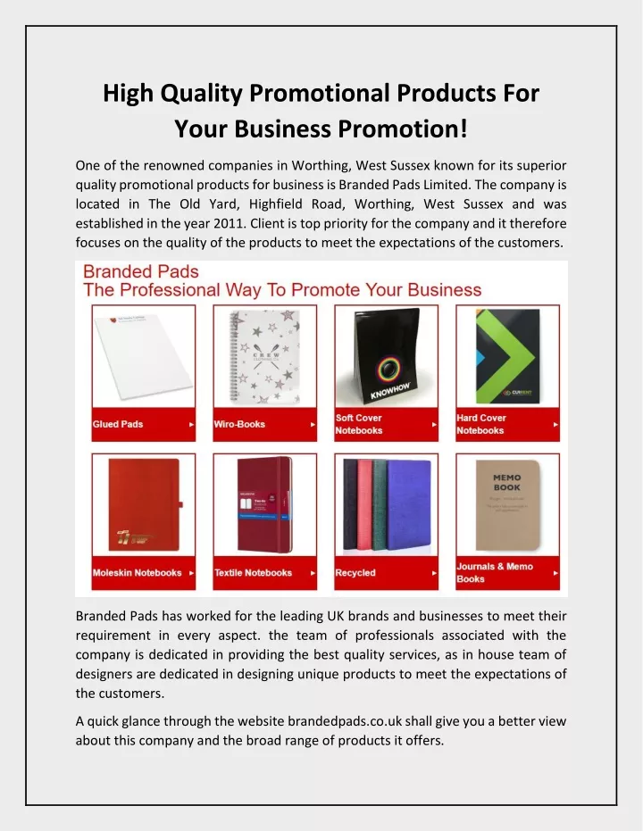high quality promotional products for your