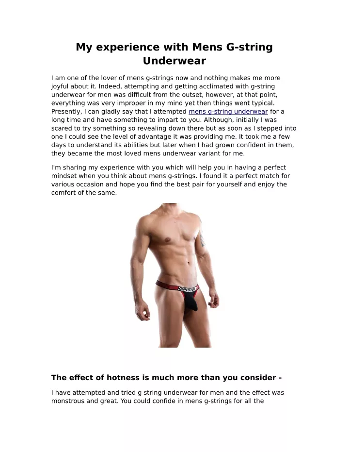 my experience with mens g string underwear