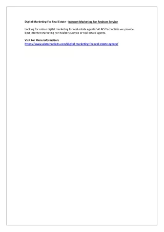 digital marketing for real estate internet