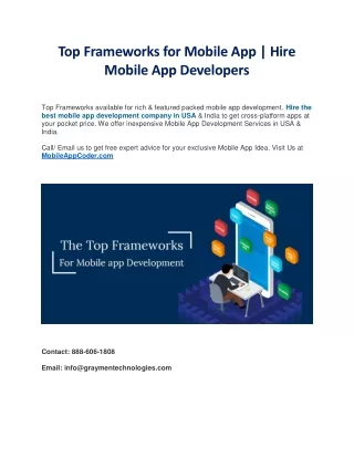 Top Frameworks for Mobile App Development
