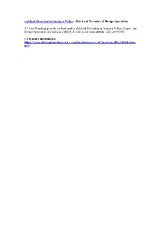 slab leak detection in fountain valley slab leak