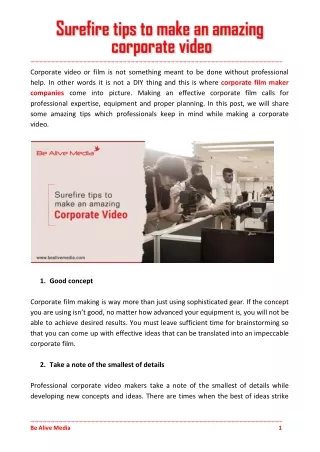 Surefire Tips to Make an Amazing Corporate Video