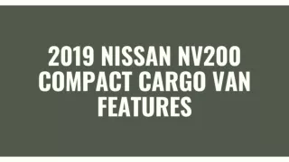2019 Nissan NV200 Compact Cargo SV