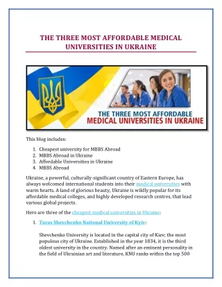 THE THREE MOST AFFORDABLE MEDICAL UNIVERSITIES IN UKRAINE