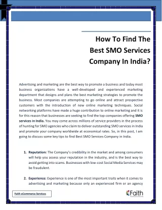 how to find the best smo services company in india