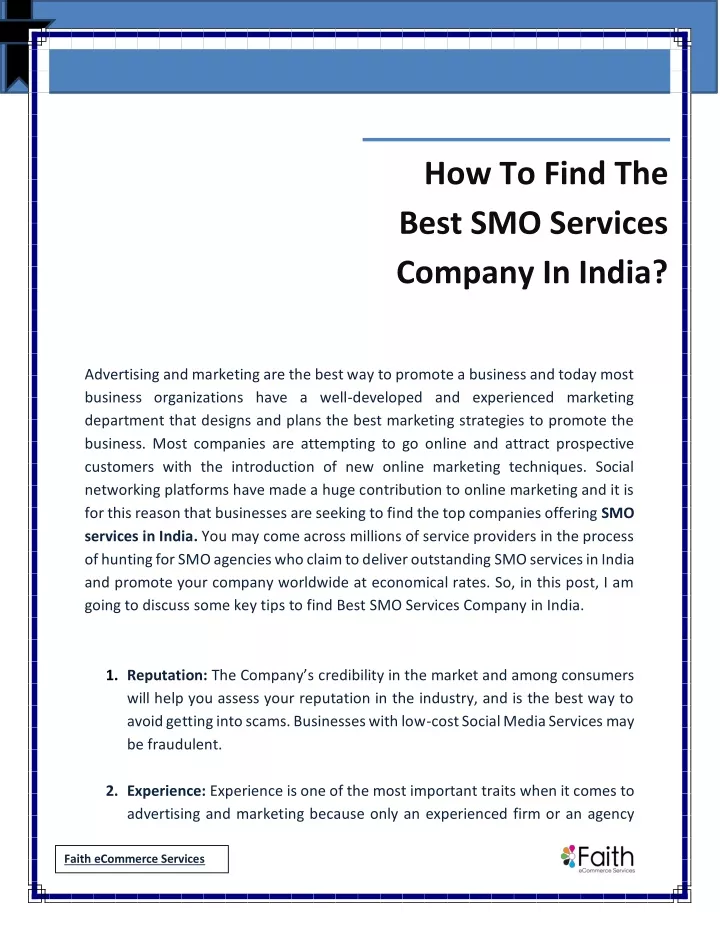 how to find the best smo services company in india