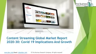 Global Content Streaming Market Report 2020-2030 | Covid 19 Implications And Growth