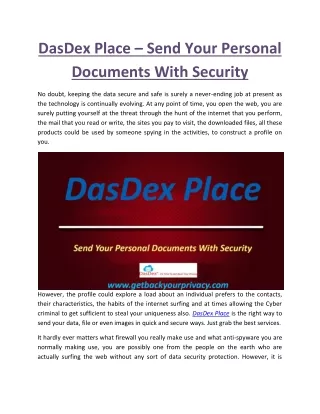 DasDex Place – Send Your Personal Documents With Security