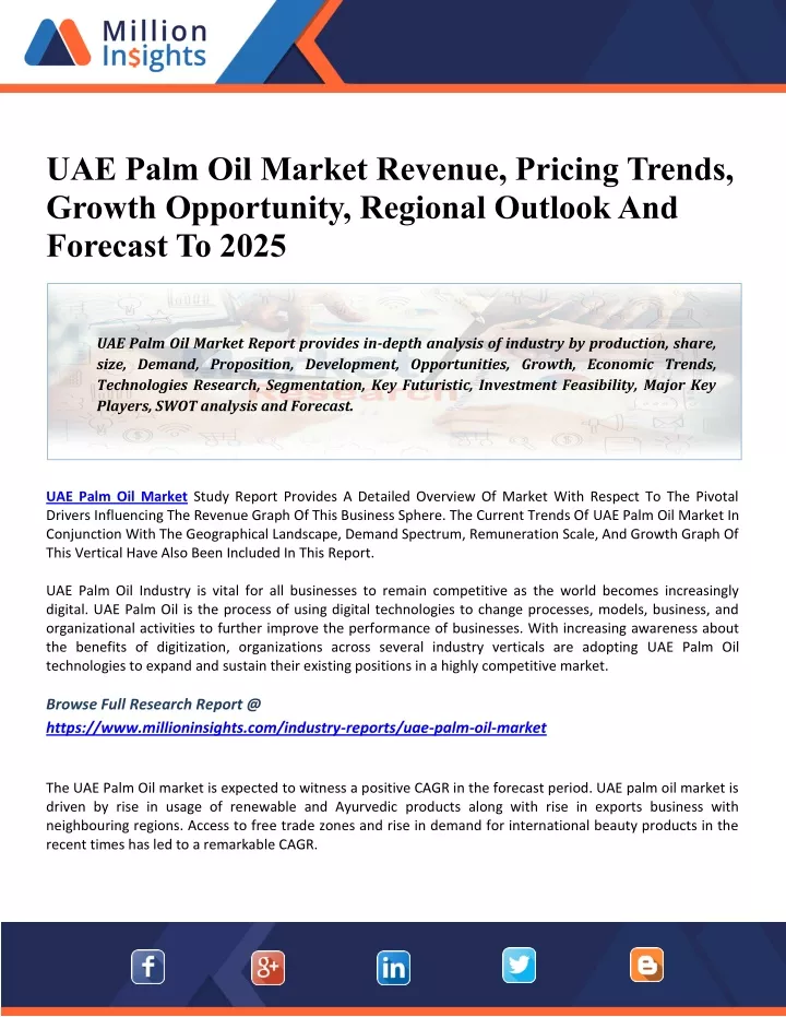 uae palm oil market revenue pricing trends growth