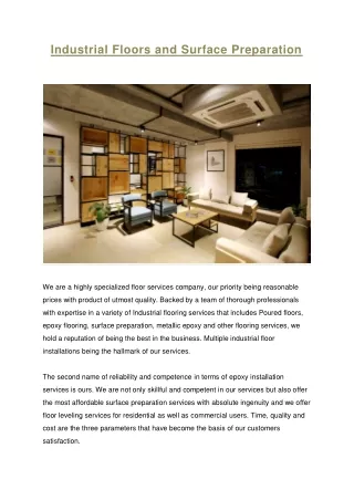 industrial floors and surface preparation