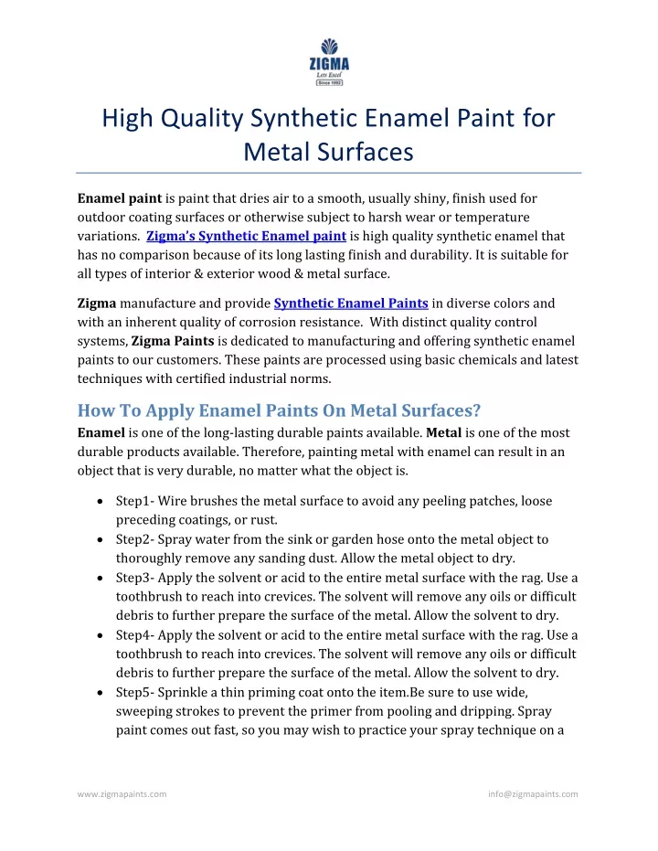 high quality synthetic enamel paint for metal