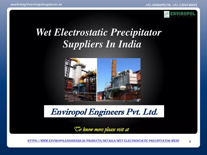wet electrostatic precipitator suppliers in india