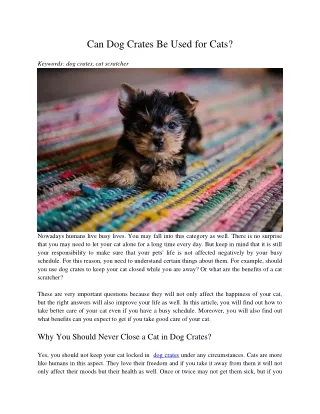 can dog crates be used for cats