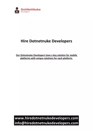 Hire Dotnetnuke Developers